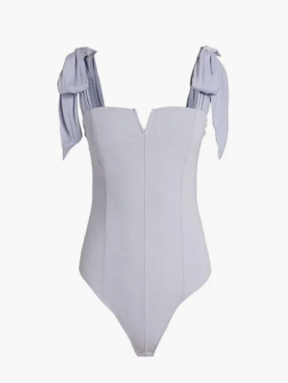 Free People baby blue Lola bodysuit tie shoulders square V-neck Sz M top blouse